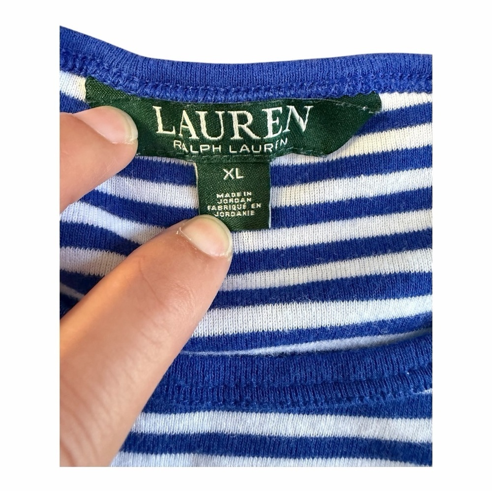 Lauren Ralph Lauren Nautical Stripe Cotton Tee Shirt XL - Picture 4 of 7
